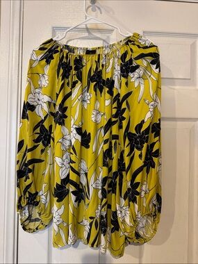 Worthington Yellow and Black Floral Blouse